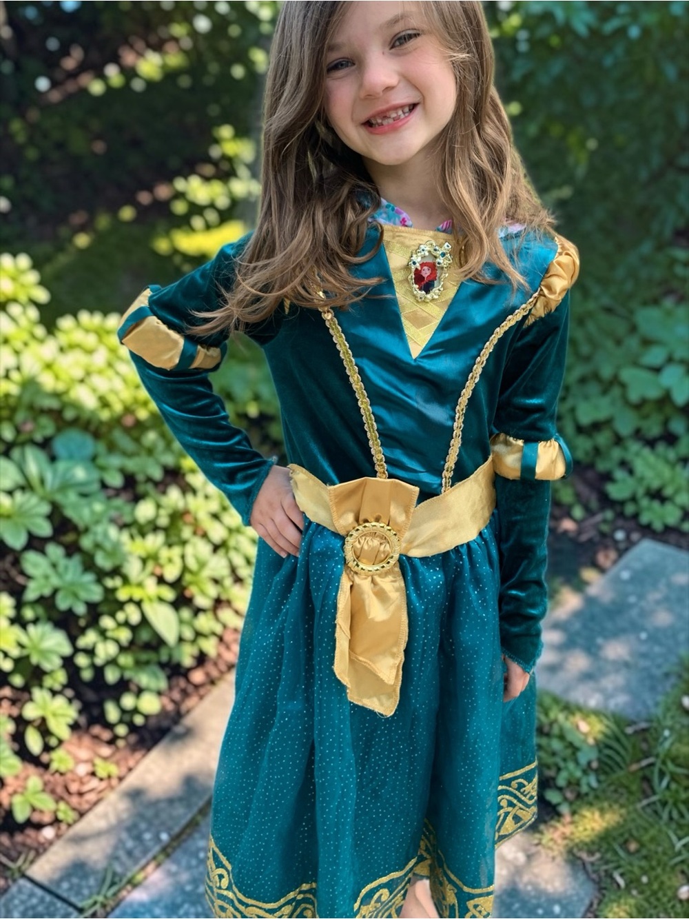 Disney Tangled Green and Gold Princess Costume Dress 7-8